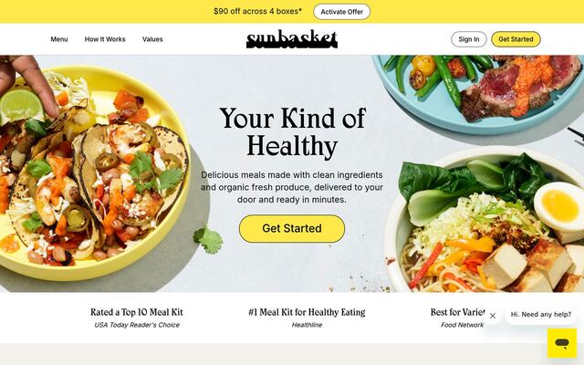 Sunbasket homepage