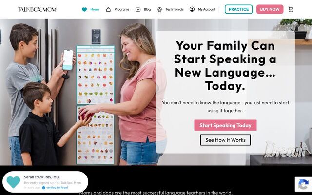 TalkBox.Mom homepage