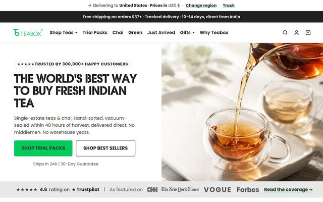 Teabox homepage