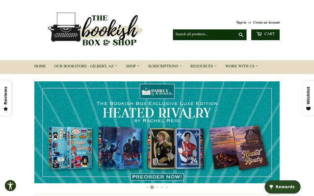 The Bookish Box homepage