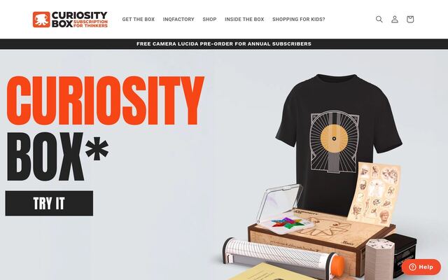 The Curiosity Box homepage