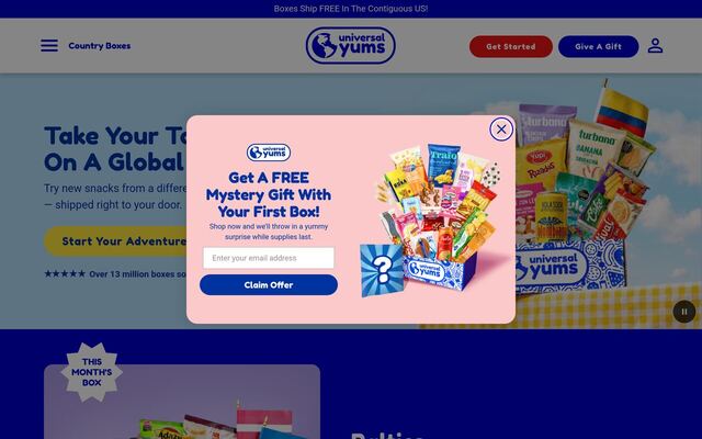 Universal Yums (United Kingdom box) homepage