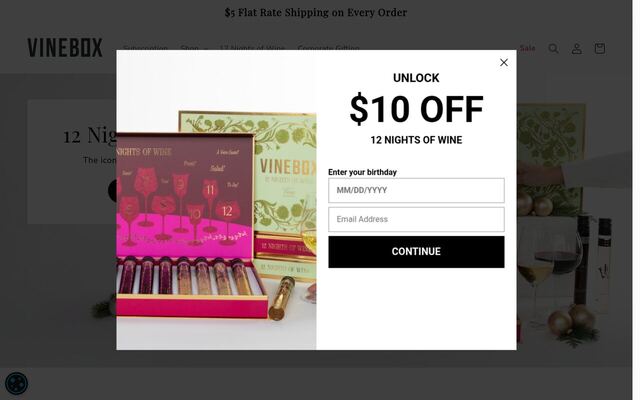 Vinebox homepage